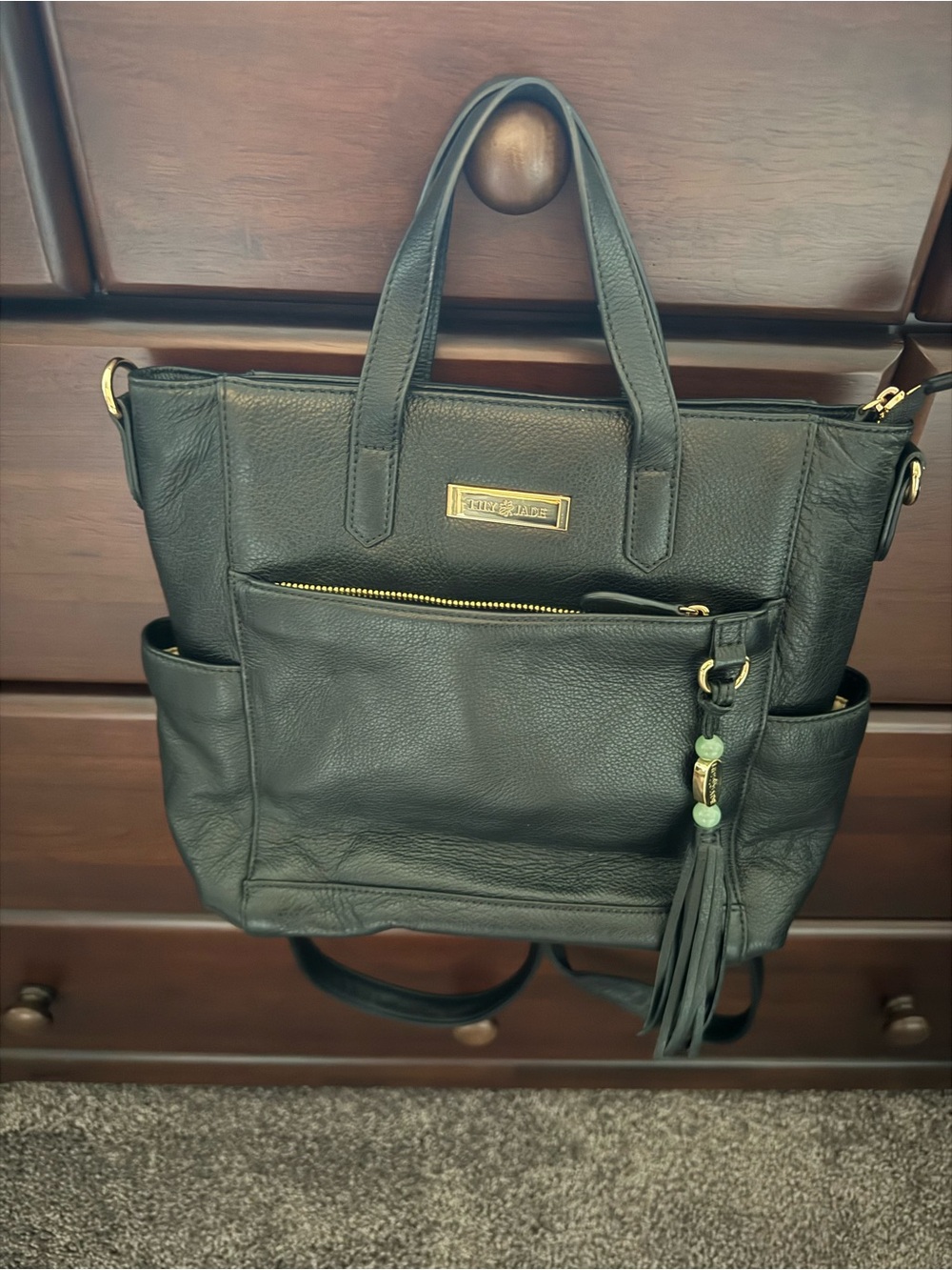 Lily Jade Brittany Leather Tote Bag with Tassel Accent